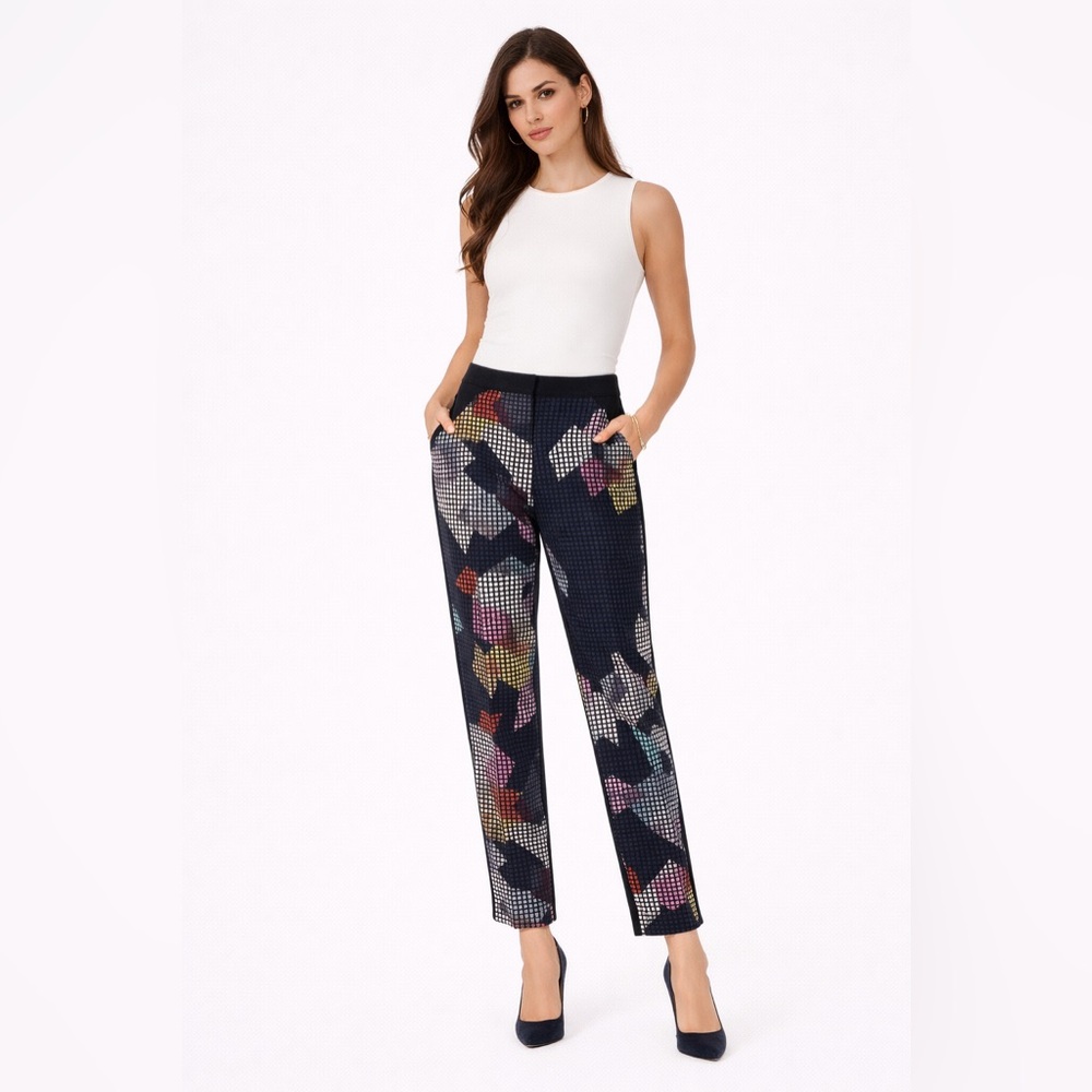 Trina‎ Turk Colorful Print Pants Career Wear Modern Style Size 0